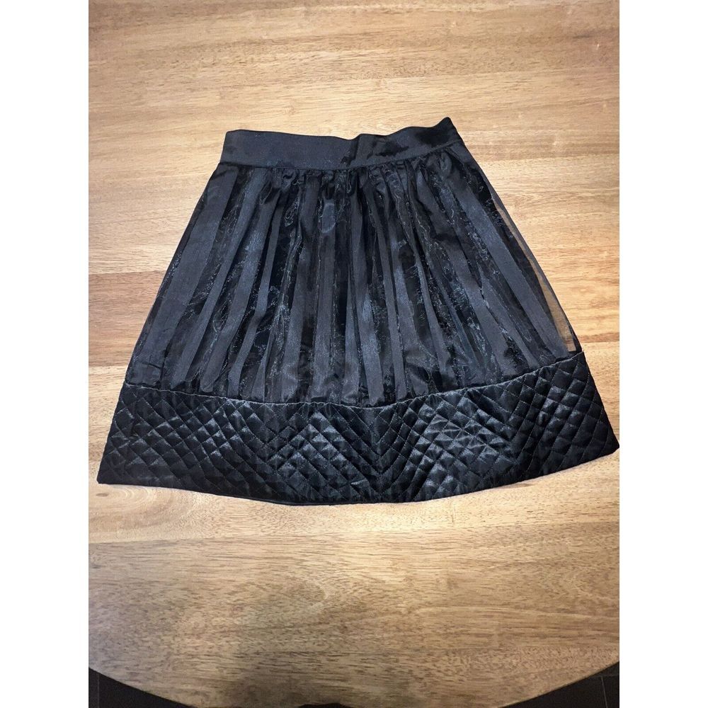 Vtg Betsey Johnson Layer Black Cupcake Skirt Sz 2  Tulle Quilted Sheer Soft Goth